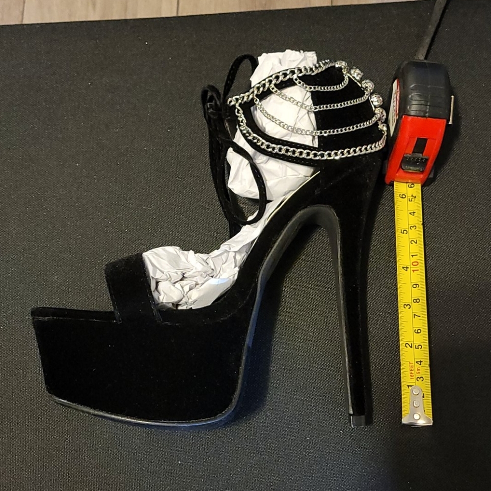 Strappy, Jeweled, Silver Chain, Stilleto Heels